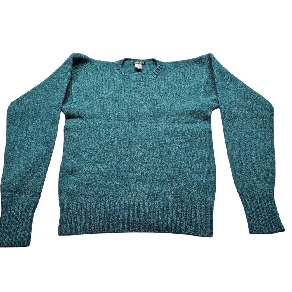 Giordano Pure New Wool Sweater Womens L Teal Green Crew Neck Long Sleeve Marl